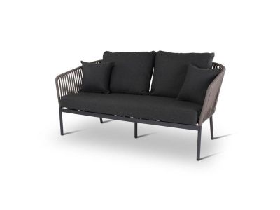 Loungeset Clavo | 2-Sitzer | Aluminium anthrazit | Textilene taupe | inkl. Kissen midnight grey
