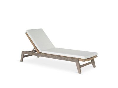 Liege Naomi | Teak grey | beige Geflecht | inkl. Kissen beige