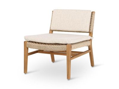 Loungesessel Naomi | Teak natur | beiges Geflecht | inkl. Kissen