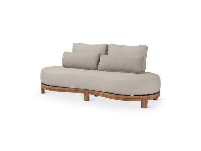 Loungeset Ambon | 2-Sitzer | Teak natur | natur Geflecht | inkl. Kissen creme
