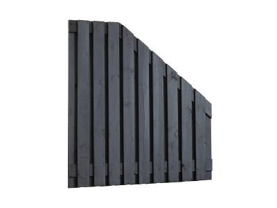 Schwarz Kiefernholz Gartensichtschutz | Breite 180 cm | Gefälle | 21 Bretter