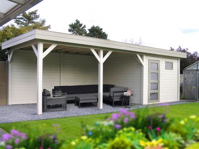 Gartenhaus 250 x 250 cm mit Vordach Fichtenholz