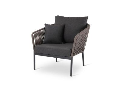 Loungesessel Clavo | Aluminium anthrazit | Textilene taupe | inkl. Kissen in Midnight Grey