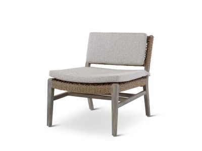 Loungesessel Naomi | Teak grau | Flechtung beige | inkl. Kissen beige