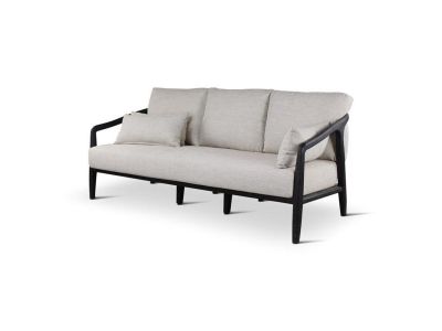 Loungeset Anais | 3-Sitzer | Teak ebony | schwarzes Geflecht | inkl. Kissen grau