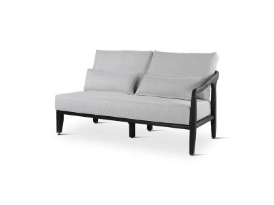 Loungeset Anais | rechts | Teak ebony | schwarzes Geflecht | inkl. Kissen grau