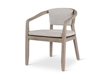 Gartenstuhl Elisa | Teak grau | beige Geflecht | inkl. Kissen beige