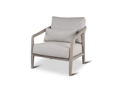 Loungesessel Anais | Teak Grau | beige Flechtung | inkl. Kissen