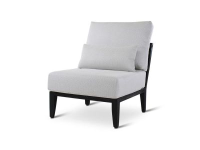 Loungeset Anais | Center Modul | Teak ebony | schwarzes Geflecht | inkl. Kissen grau