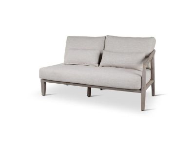 Loungeset Anais | rechts | Teak grau | beiges Geflecht | inkl. Kissen beige