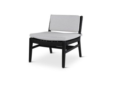 Loungesessel Naomi | Teak Ebony | Schwarzes Geflecht | inkl. Kissen grau