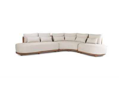 Loungeset Pisang | 3-teilig | Teak natur | inkl. Kissen creme