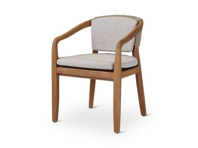 Gartenstuhl Elisa | Teak natur | beige Geflecht | inkl. Kissen creme