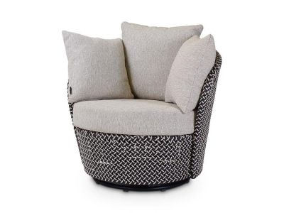 Loungesessel Adamo | Oyster-Flechtung | inkl. Kissen Creme