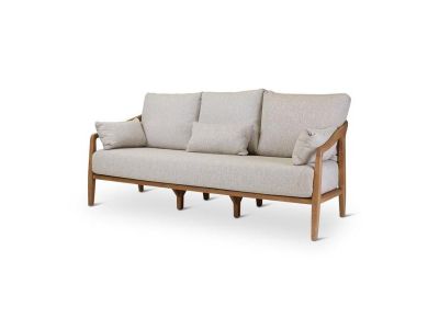 Loungeset Anais | 3-Sitzer | Teak natur | natur Geflecht | inkl. Kissen creme