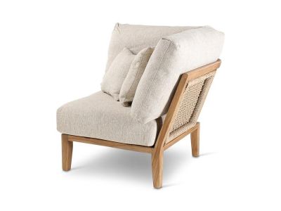 Loungeset Anais | Eck Modul | Teak natur | natur Geflecht | inkl. Kissen creme