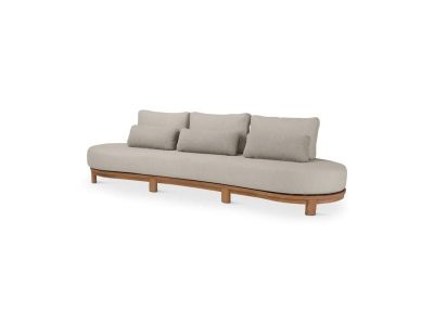 Loungeset Ambon | 3-Sitzer | Teak natur | natur Geflecht | inkl. Kissen creme