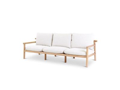 Loungeset Kuro | 3-Sitzer | Teak natur | mit Sprossen | inkl. Kissen creme