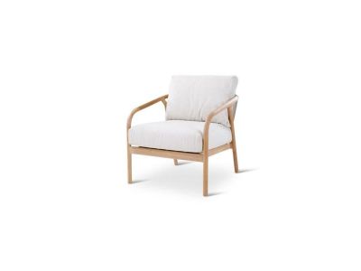 Loungesessel Boras | Teak natur | graues Geflecht | inkl. Kissen clay