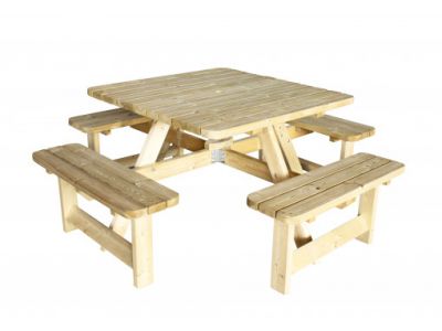 Picknicktisch Quadratisch | 40 mm dick | Tischplatte 115 x 115 cm