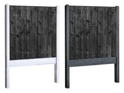 zwart gespoten grenen hout beton schutting